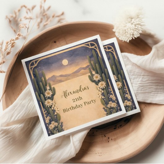 Boho Desert Cactus Birthday Serviette