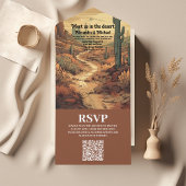 Boho Desert Cactus Illustrated Wedding QR Code All In One Einladung