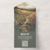 Boho Desert Cactus Illustrated Wedding QR Code All In One Einladung (Innen Boden)