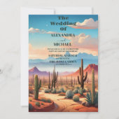 Boho Desert Cactus Illustriert Wedding Einladung (Vorderseite)