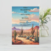 Boho Desert Cactus Illustriert Wedding Einladung (Stehend Vorderseite)