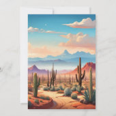 Boho Desert Cactus Illustriert Wedding Einladung (Rückseite)