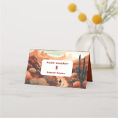 Boho Desert Cactus Illustriert Wedding Platzkarte (Vorderseite)