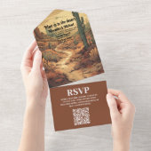 Boho Desert Cactus Illustriert Wedding QR Code All In One Einladung (Abreißen)