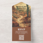 Boho Desert Cactus Illustriert Wedding QR Code All In One Einladung (Innen Boden)