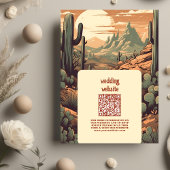 Boho Desert Cactus Illustriert Wedding QR Code Begleitkarte