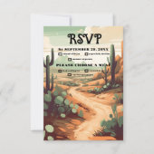 Boho Desert Cactus Illustriert Wedding RSVP Karte (Vorderseite)