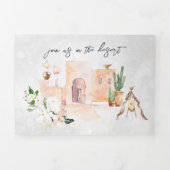 Boho Desert Cactus | Illustrierte Hochzeit Dreifach Gefaltete Einladung (Cover)