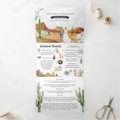 Boho Desert Cactus | Illustrierte Hochzeit Dreifach Gefaltete Einladung (Innenseite)