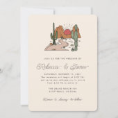 Boho Desert Cactus Modern Script Wedding Einladung (Vorderseite)