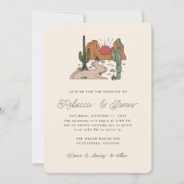 Boho Desert Cactus Modern Script Wedding Einladung