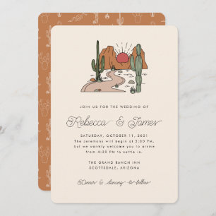 Boho Desert Cactus Modern Script Wedding Einladung