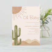 Boho Desert Cactus Oh Baby Shower Einladung (Stehend Vorderseite)