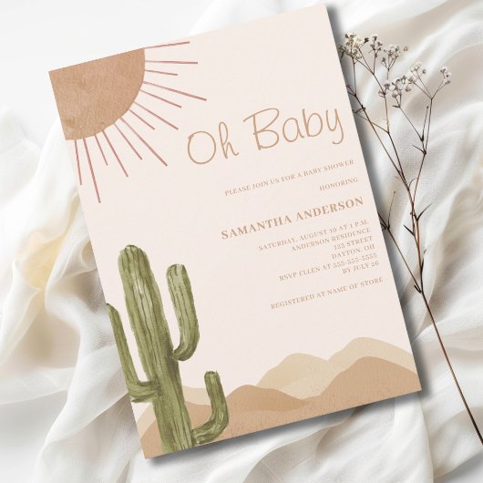 Boho Desert Cactus Oh Baby Shower Einladung