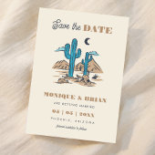 Boho Desert Cactus Retro Arizona Wedding Foto 70er Save The Date