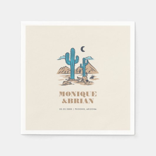 Boho Desert Cactus Retro Phoenix Arizona Wedding Serviette (Vorderseite)