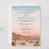 Boho Desert Cactus Rustic Elegant QR Code Wedding Einladung (Vorderseite)