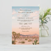 Boho Desert Cactus Rustic Elegant QR Code Wedding Einladung (Stehend Vorderseite)