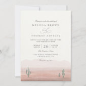 Boho Desert Cactus Rustic Elegant QR Code Wedding Einladung (Vorderseite)