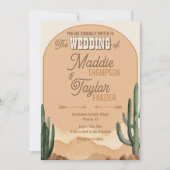 Boho Desert Cactus Rustic Southwestern Wedding Einladung (Vorderseite)