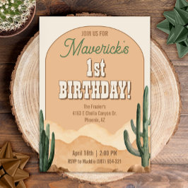 Boho Desert Cactus Southwestern Birthday Party Einladung