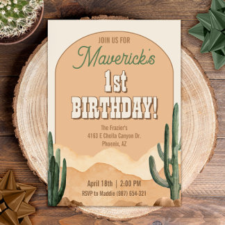 Boho Desert Cactus Southwestern Birthday Party Einladung