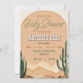 Boho Desert Cactus Southwestern Cowboy Baby Shower Einladung (Vorderseite)
