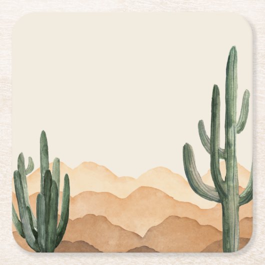 Boho Desert Cactus Southwestern Cowboy oder Cowgir Rechteckiger Pappuntersetzer (Vorderseite)