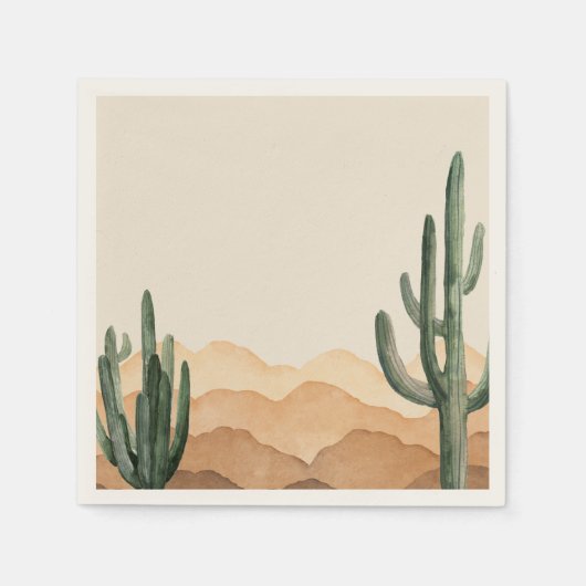 Boho Desert Cactus Southwestern Cowboy oder Cowgir Serviette (Vorderseite)
