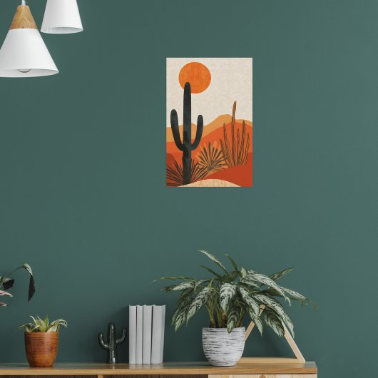 Boho Desert Cactus Sunset Landscape Poster (Wohnzimmer 1)