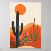 Boho Desert Cactus Sunset Landscape Poster (Vorne)