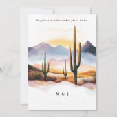 Boho Desert Cactus Sunset Western Wedding Einladung (Rückseite)