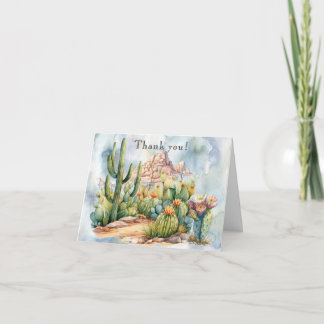Boho Desert Cactus Watercolor Scenerary Card Dankeskarte