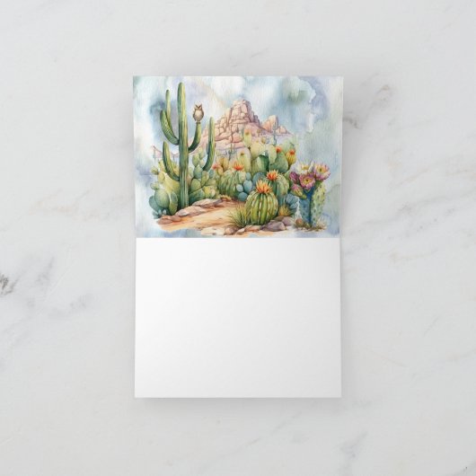 Boho Desert Cactus Watercolor Scenerary Card Dankeskarte (Innenseite)