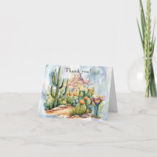 Boho Desert Cactus Watercolor Scenerary Card Dankeskarte (Vorderseite)
