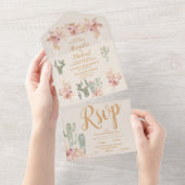 Boho Desert Cactus Wedding All In One Einladung (Abreißen)