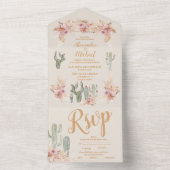 Boho Desert Cactus Wedding All In One Einladung (Innen Boden)