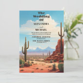 Boho Desert Cactus Wedding Einladung (Stehend Vorderseite)