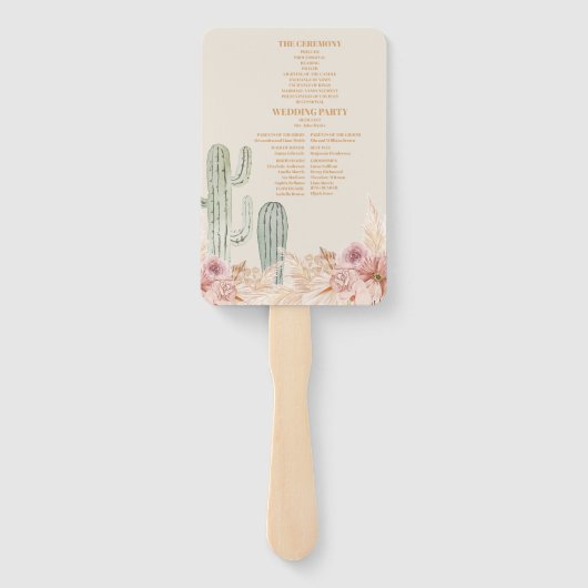 Boho Desert Cactus Wedding Fächer (Rückseite)