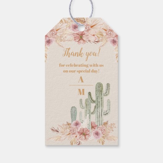 Boho Desert Cactus Wedding Geschenkanhänger (Rückseite)