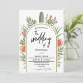 Boho Desert Cactus Wedding Invitation Einladung (Stehend Vorderseite)