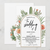 Boho Desert Cactus Wedding Invitation Einladung (Vorne/Hinten)