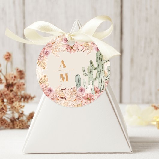 Boho Desert Cactus Wedding Runder Aufkleber