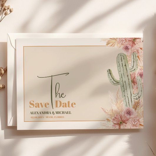 Boho Desert Cactus Wedding Save The Date