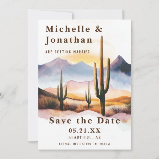 Boho Desert Cactus Western Wedding Save The Date (Vorderseite)
