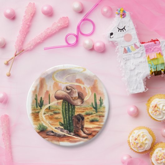 Boho Desert Cowboy Birthday Pappteller (Party)