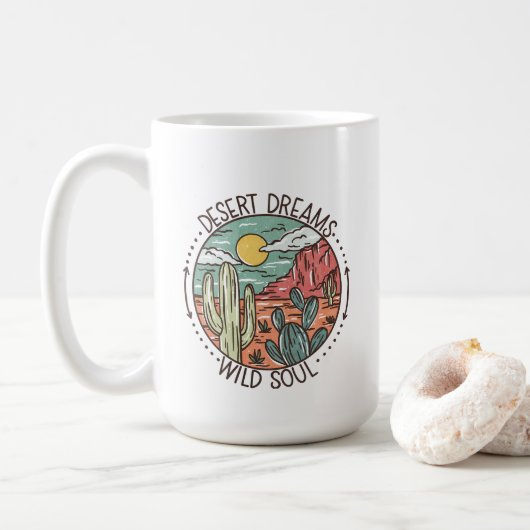 Boho "Desert Dreams" "Wildes Soul" 15oz Kaffee Tas Kaffeetasse (Mit Donut)