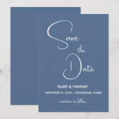 Boho Desert Dusty Blue Minimalistisch Save the Dat Einladung (Vorne/Hinten)