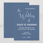 Boho Desert Dusty Blue Minimalistisch Wedding Einladung (Vorne/Hinten)