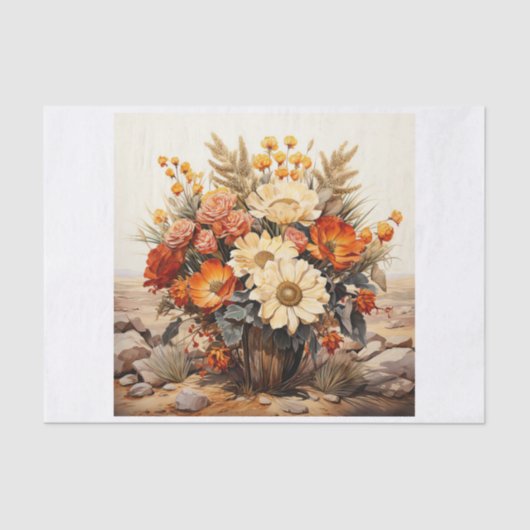 Boho Desert Floral Bouquet Art Decoupage Seidenpapier (Vorderseite)